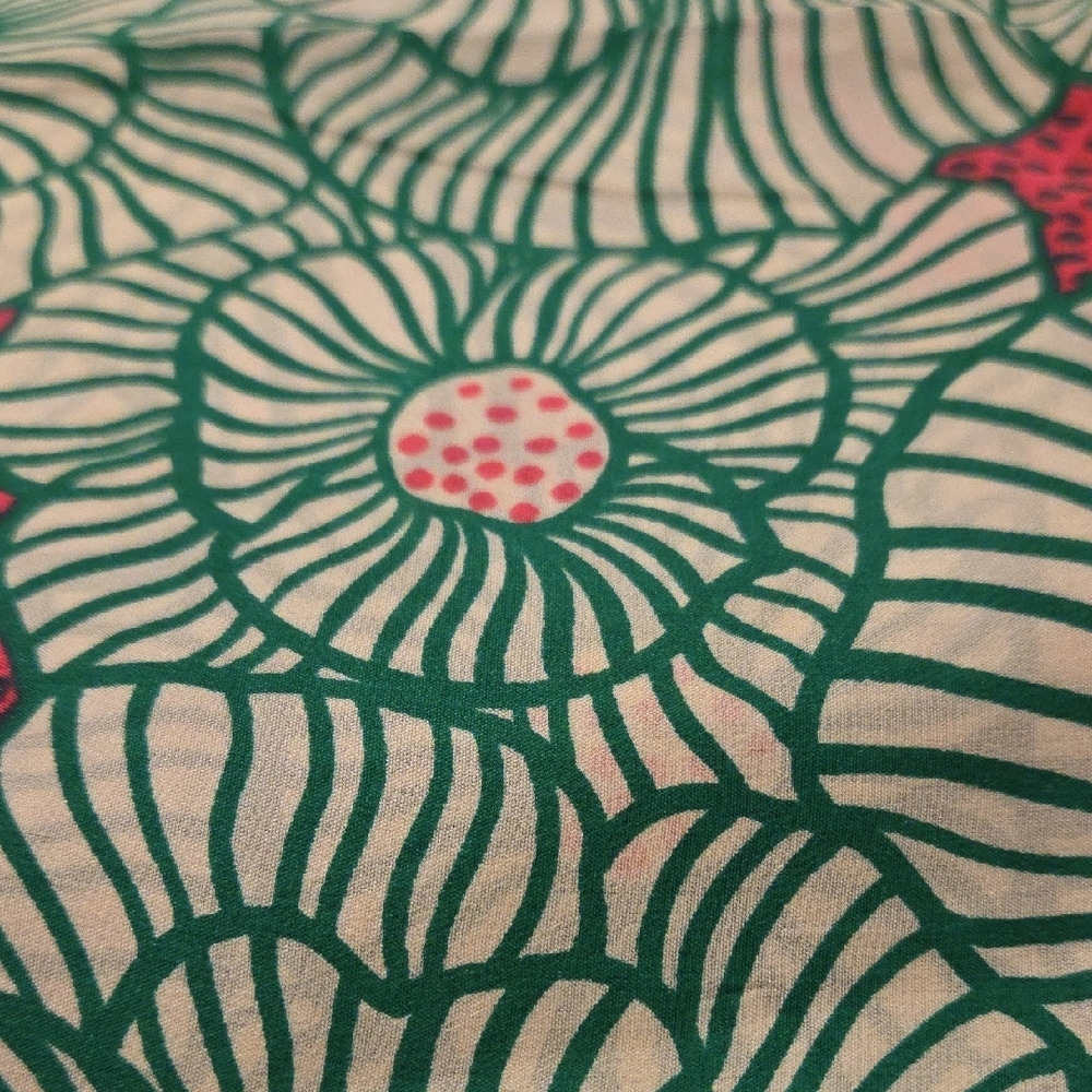 Dior Silk Abstract Floral Scarf in Red/Pink and Green, 29" x 29" - Picture 3 of 6